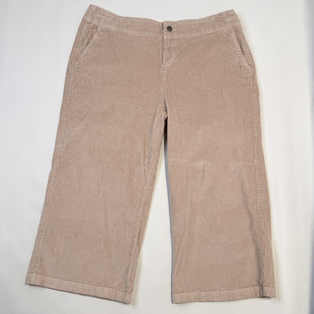 Pact Pants Womens XXL Beige Corduroy Wide Leg Cropped Stretch Casual Pockets